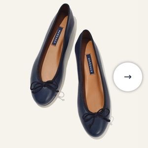 Margaux Demi Navy Leather Ballet Flats, size 41/10.5 Wide, New In Box